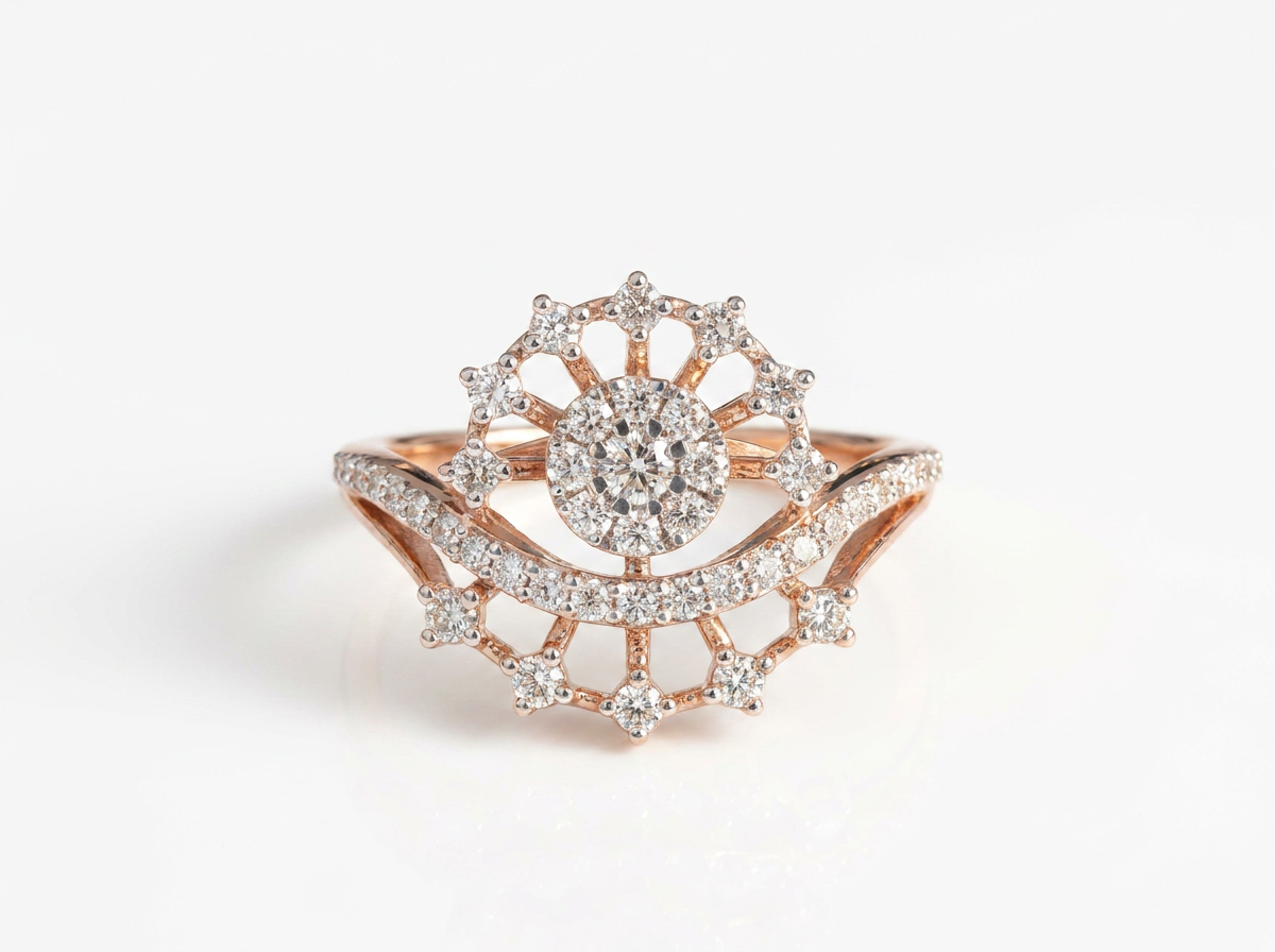 round diamond women's statement ring | halo cluster setting