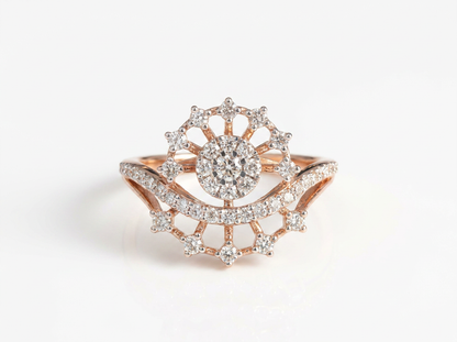 Round Diamond Women's Statement Ring | Halo Cluster Setting