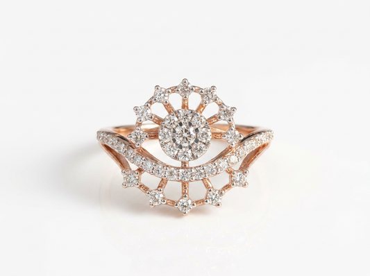 Round Diamond Women's Statement Ring | Halo Cluster Setting