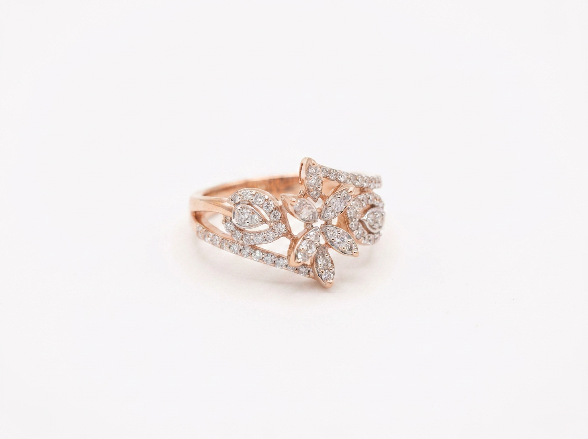 round diamond women's statement ring | floral cluster setting