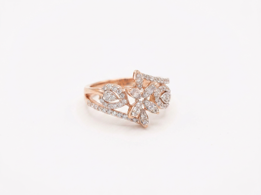 Round Diamond Women's Statement Ring | Floral Cluster Setting