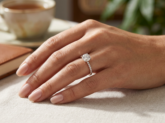 Round Diamond Women's Solitaire Ring | Pavé Prong Setting