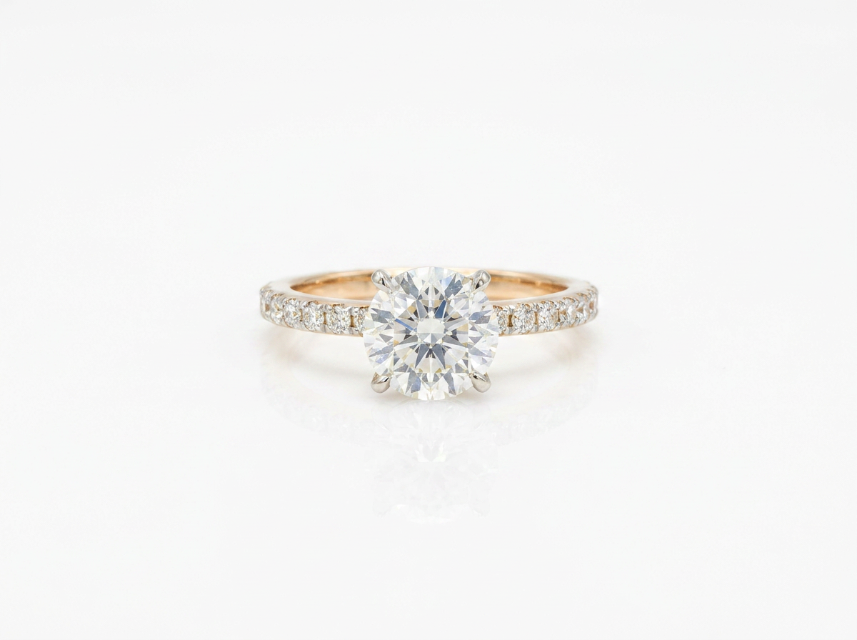 round diamond women's solitaire ring | pavé prong setting