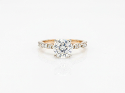 Round Diamond Women's Solitaire Ring | Pavé Prong Setting