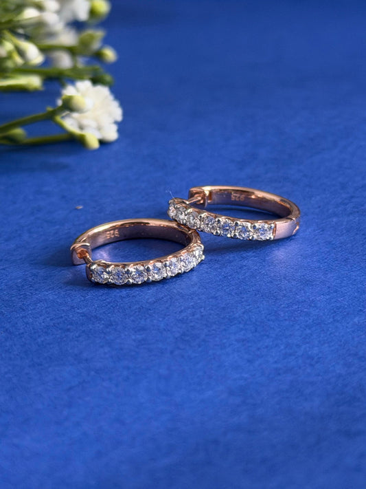 Round Diamond Women's Hoop Earrings | Classic Prong Setting Design