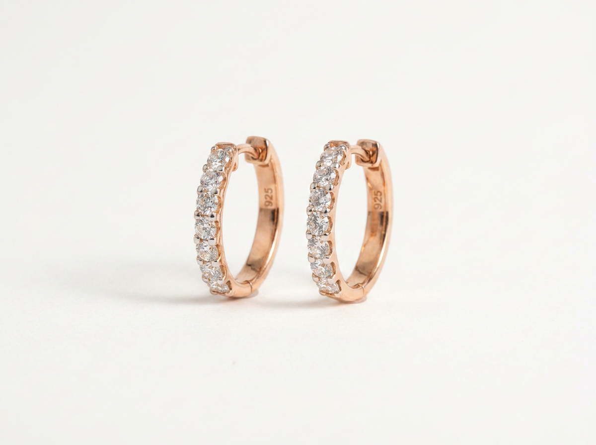 round diamond women's hoop earrings | classic prong setting design