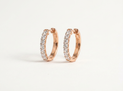 Round Diamond Women's Hoop Earrings | Classic Prong Setting Design