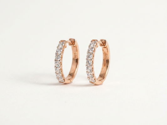 Round Diamond Women's Hoop Earrings | Classic Prong Setting Design
