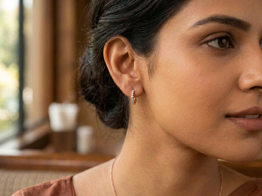 Round Diamond Women's Hoop Earrings | Classic Prong Setting Design