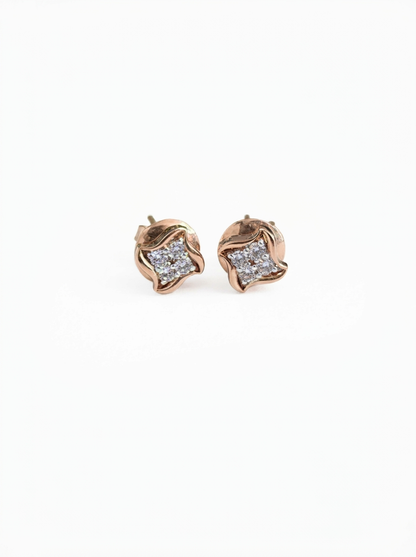 Round Diamond Women's Stud Earrings | Floral Cluster Setting