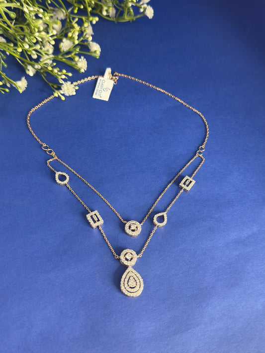 Round Diamond Women's Pendant Necklace | Halo Layered Setting