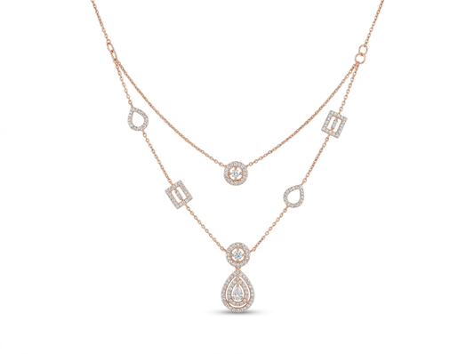 Round Diamond Women's Pendant Necklace | Halo Layered Setting