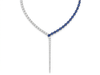 Round Diamond & Blue Stone Women's Tennis Necklace | Prong Setting
