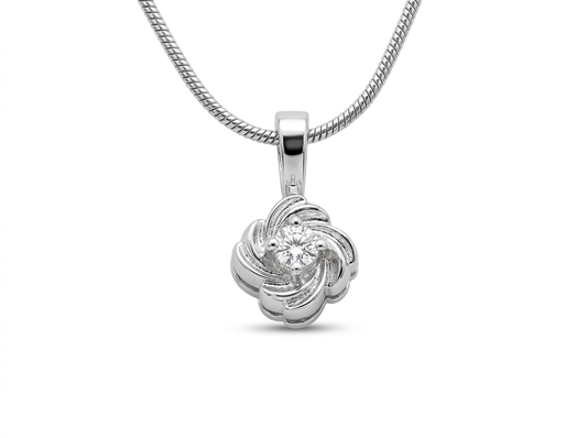 Round Cut Diamond Women's Pendant | Floral Swirl Design