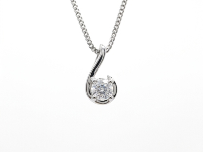 Round Cut Diamond Women's Pendant | Swirl Prong Solitaire Design