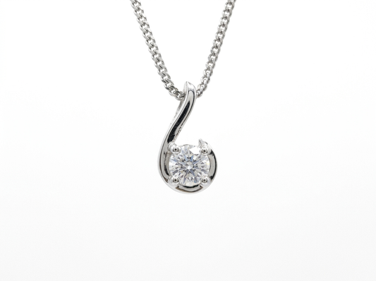Round Cut Diamond Women's Pendant | Swirl Prong Solitaire Design