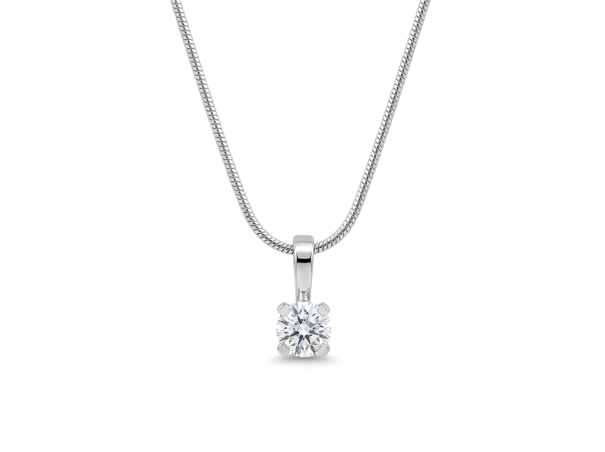 round cut diamond women's solitaire pendant | classic 4-prong setting