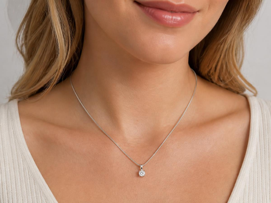 Round Cut Diamond Women's Solitaire Pendant | Classic 4-Prong Setting