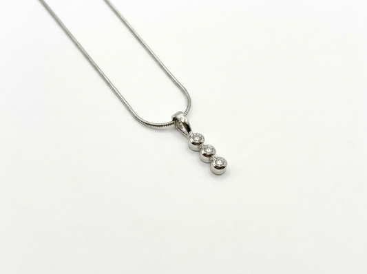 Round Cut Diamond Women's Pendant | Three Stone Drop Design