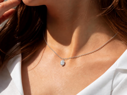 Round Cut Diamond Women's Pendant | Four Prong Solitaire Design