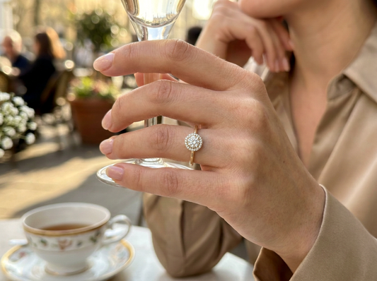 Round Diamond Women's Halo Ring | Prong Setting