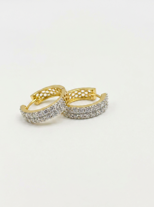 Round Diamond Women's Hoop Earrings | Triple Pavé Setting