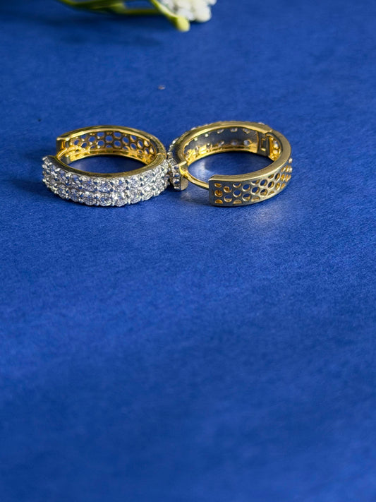Round Diamond Women's Hoop Earrings | Triple Pavé Setting