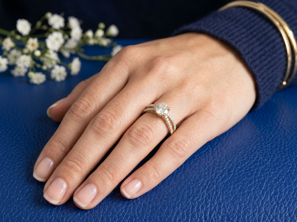 round diamond women's solitaire ring | split shank prong setting