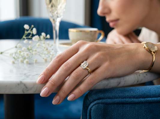 Emerald Diamond Women's Solitaire Ring | Prong Setting