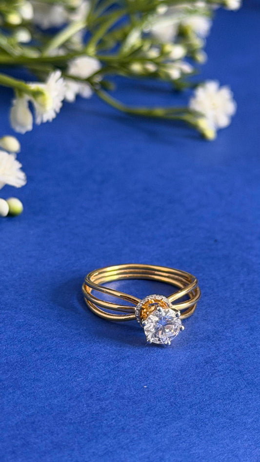 Round Diamond Women's Solitaire Ring | Triple Band Prong Setting
