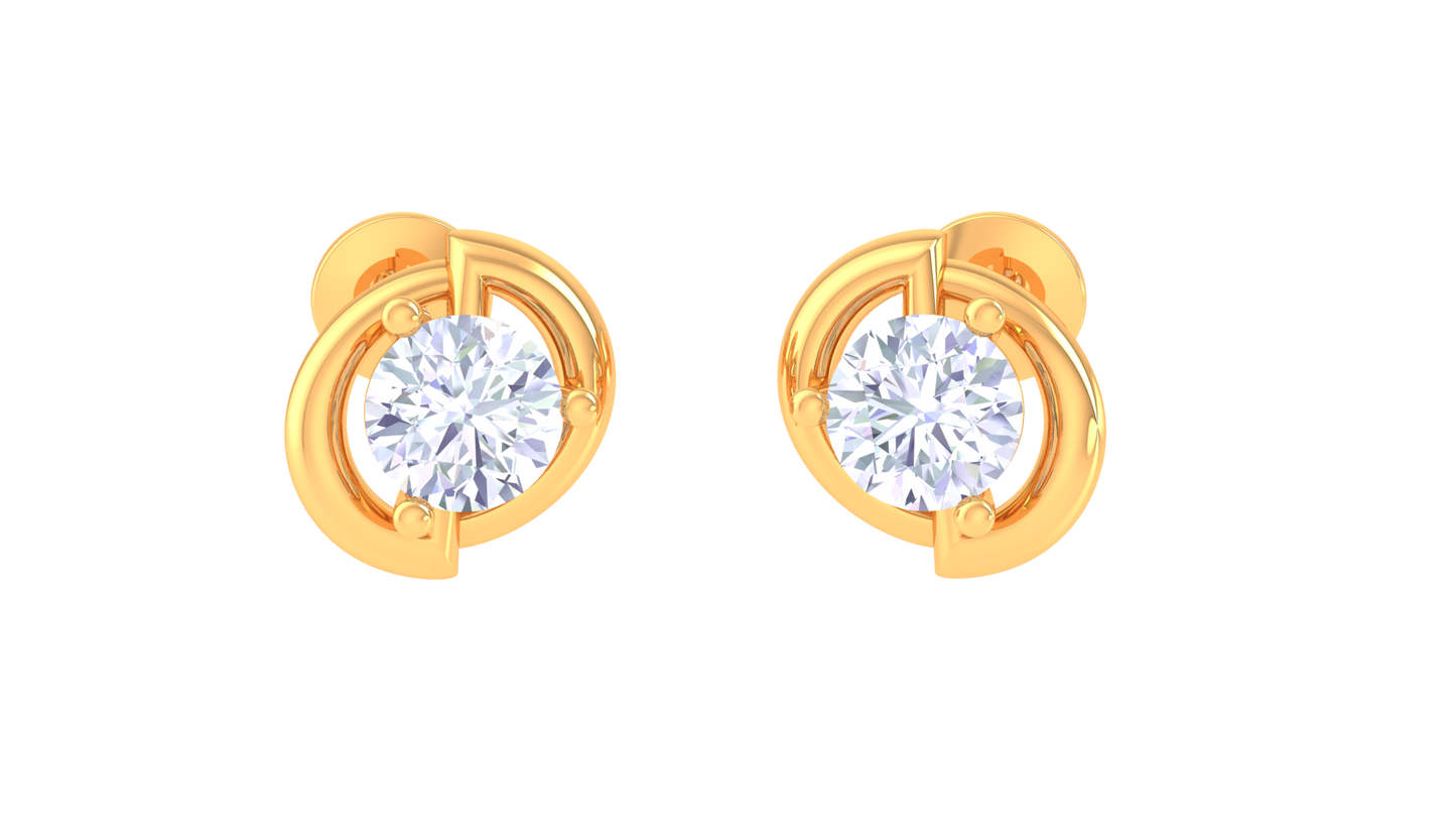 round brilliant regal solitaire diamond stud earrings | classic elegant women's setting