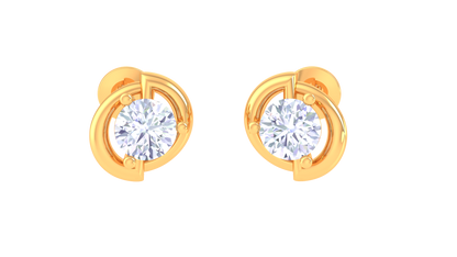 Round Brilliant Regal Solitaire Diamond Stud Earrings | Classic Elegant Women's Setting