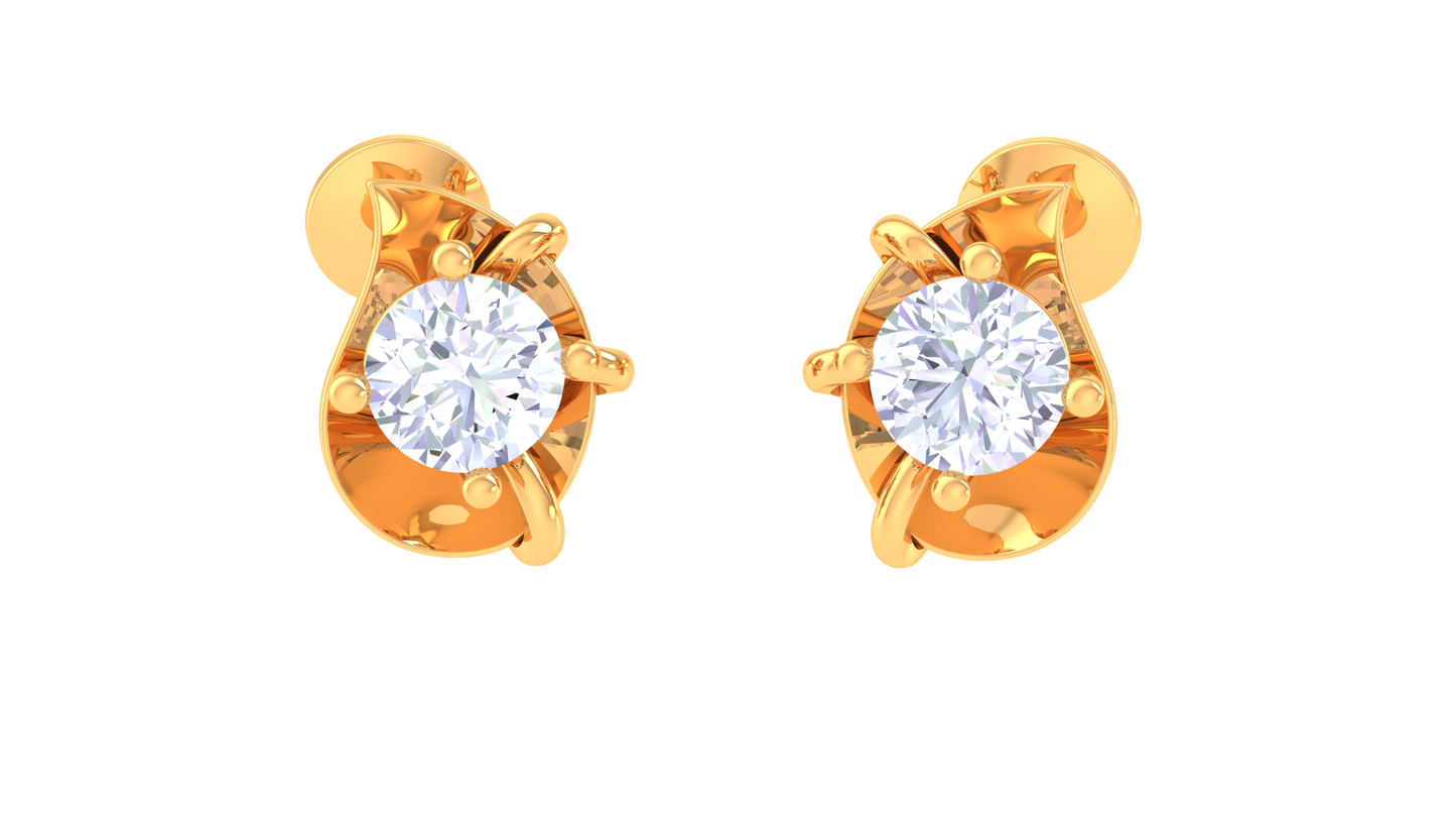 round brilliant solitaire diamond stud earrings | classic elegant women's setting
