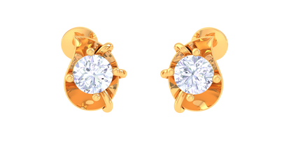 Round Brilliant Solitaire Diamond Stud Earrings | Classic Elegant Women's Setting