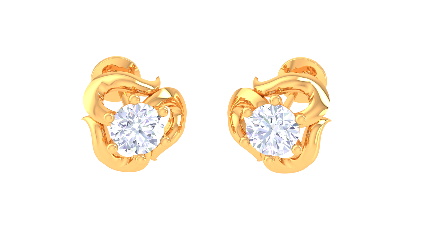 round brilliant splendid solitaire diamond stud earrings | timeless elegant women's setting