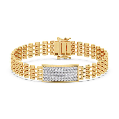 Diamond Mesh Link Men's Bracelet | Classic Grid Panel Design