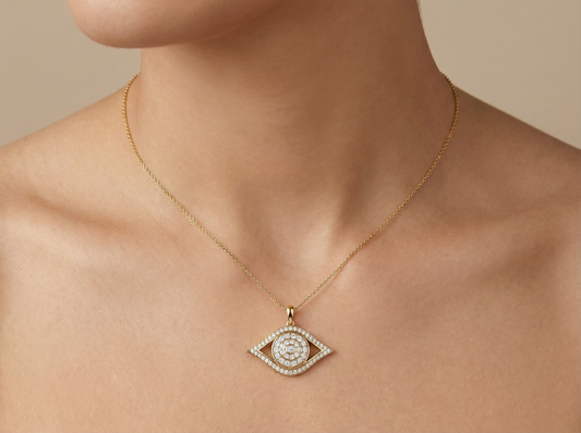 Eye Shape Diamond Pendant Pendent for Women | Mesmerizing Statement Jewelry Piece
