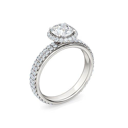 Round Brilliant Diamond Halo Engagement Ring | Pavé Split Shank Setting