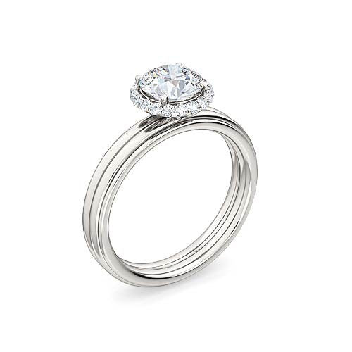 Round Brilliant Diamond Halo Engagement Ring | Pavé Halo Setting
