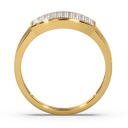 Men’s Round Brilliant Diamond Ring | Pavé Cluster Top Open Split Band Design