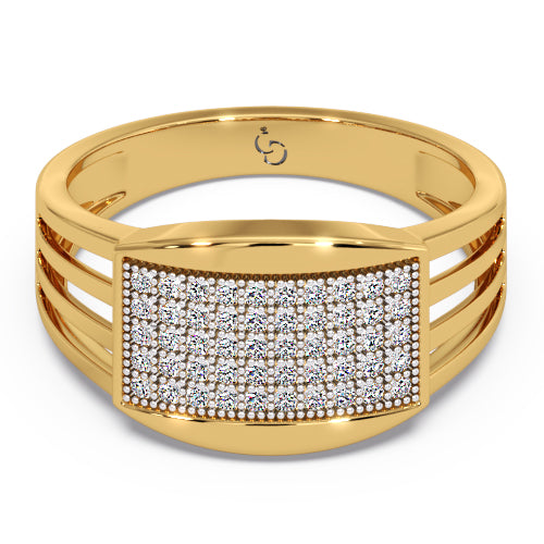 men’s round brilliant diamond ring | pavé cluster top open split band design