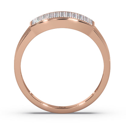 Men’s Round Brilliant Diamond Ring | Pavé Cluster Top Open Split Band Design