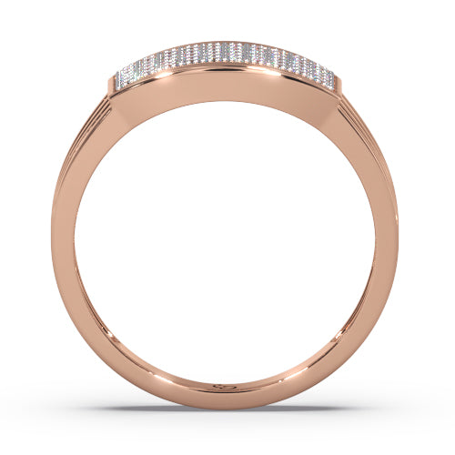 Men’s Round Brilliant Diamond Ring | Pavé Cluster Top Open Split Band Design