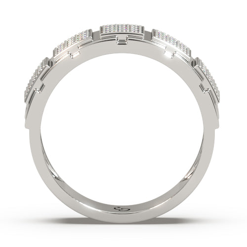 men’s round brilliant diamond ring | multi panel pavé cluster band design