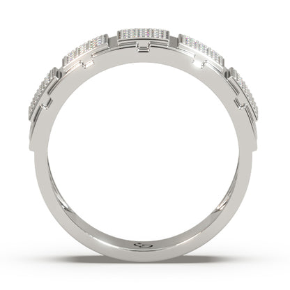 Men’s Round Brilliant Diamond Ring | Multi Panel Pavé Cluster Band Design