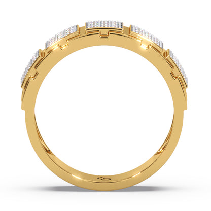 Men’s Round Brilliant Diamond Ring | Multi Panel Pavé Cluster Band Design