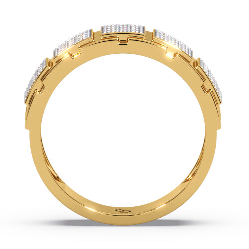 Men’s Round Brilliant Diamond Ring | Multi Panel Pavé Cluster Band Design