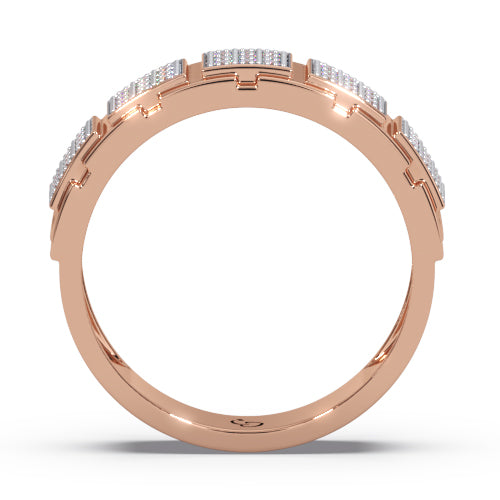 men’s round brilliant diamond ring | multi panel pavé cluster band design
