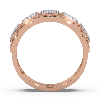 Men’s Round Brilliant Diamond Ring | Multi Panel Pavé Cluster Band Design