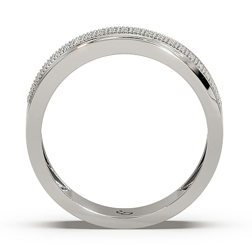 men’s round brilliant diamond ring | double row pavé band sleek curved design